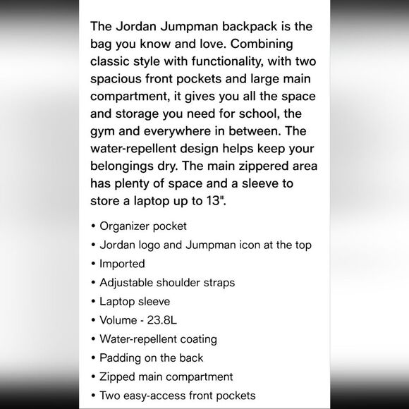 Jordan Jumpman Backpack- Pure Platinum - Picture 8 of 12